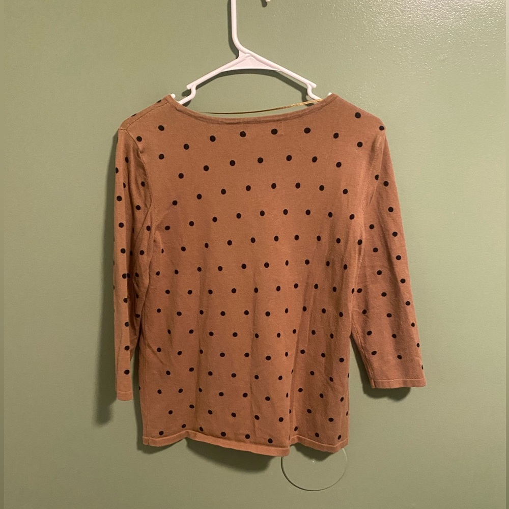 Karen Scott Brown Polka Dot Blouse - Picture 3 of 3